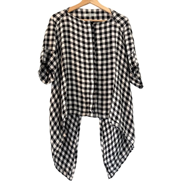 HENRIK VIBSKOV Checkered Flip Shirt in Black/White Size XS - Picture 7 of 15